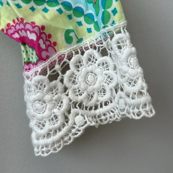 Girls Peaches ‘n Cream Floral Lace Trimmed Tunic Top 6x - Picture 4 of 8